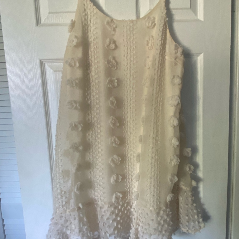 Pink Lily Cream Textured Puff Dress